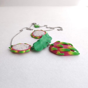 Dragon Fruit Necklace, Tropical Fruit Jewelry