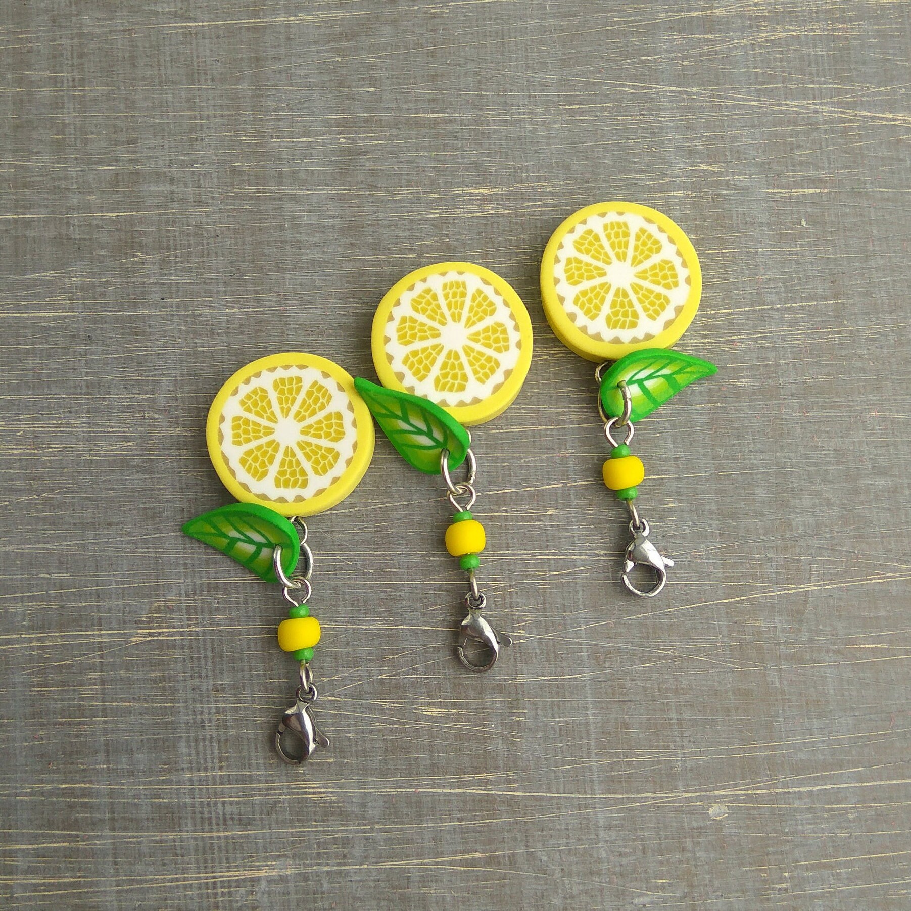 Lemon charms and leaf Lemon slice Citrus jewelry Purse charms Etsy
