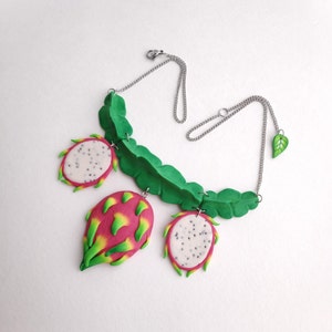 Dragon Fruit Necklace, Exotic Fruit Jewelry
