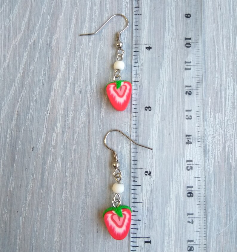 Strawberry Earrings Red Green Berry Fruit Earring Strawberry Etsy