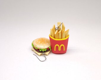 Funny Food Earrings For Women - French Fries Hamburger Cake Acrylic Dangle Jewelry