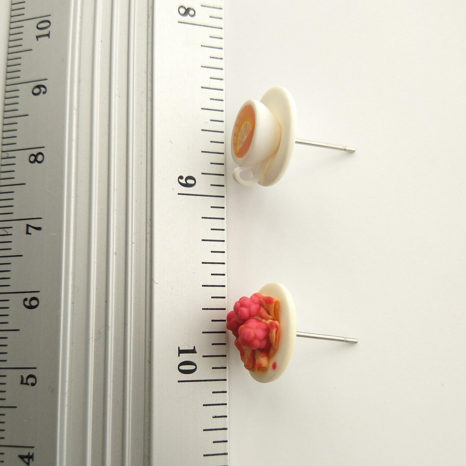 Teacup Earrings Stud Tea Lover Gift Tiny Pancake Earring Cake Etsy