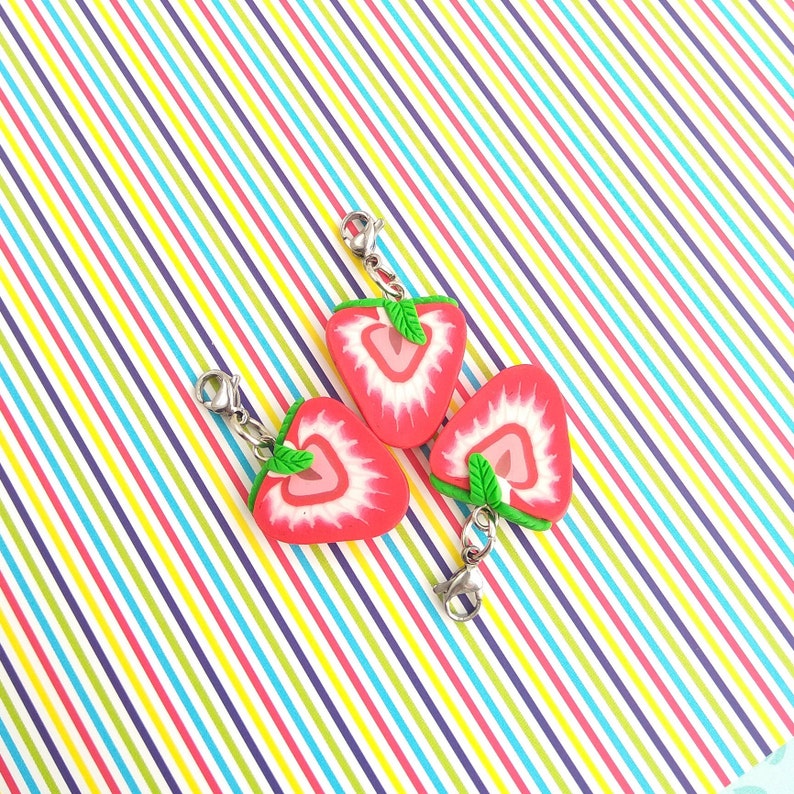 Strawberry Charms Berry Jewelry Fruit Slice Pendant Juicy Etsy