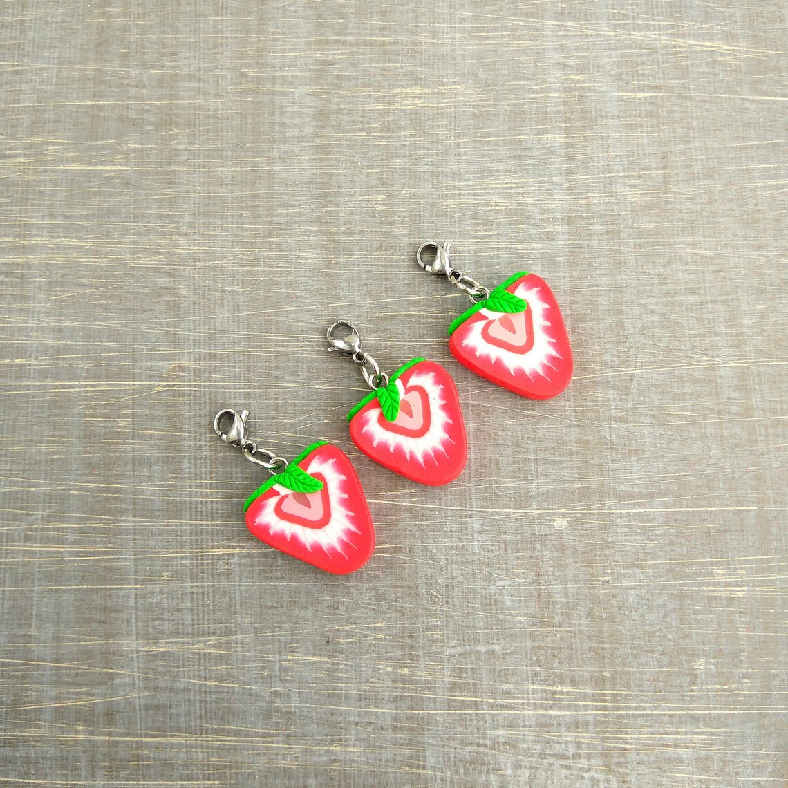 Strawberry Charms Berry Jewelry Fruit Slice Pendant Juicy Etsy