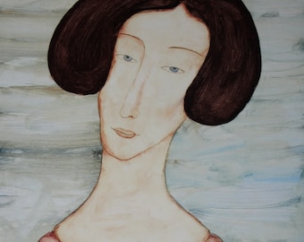 Our Evenings · Original Painting · Oil on Paper · Female Portrait · Figurative Art