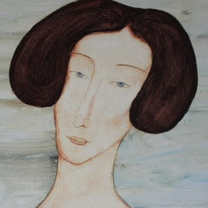 Our Evenings Original Painting Oil on Paper Female Portrait Figurative Art image 2
