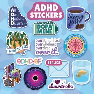 ADHD-vinylstickerpakket //scrapbooking, laptopsticker, telefoonsticker, kaarten maken, plannerstickers