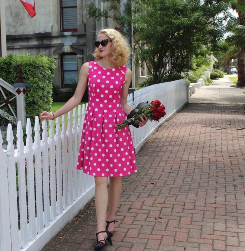 Pink White Polka Dot Sleeveless Dress Size 8 Dressbarn Etsy
