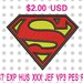 Superman Logo Machine Embroidery Design 5 Sizes-INSTANT DOWNLOAD