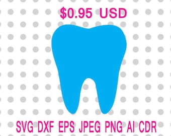 Tooth Svg Dxf Eps Png Jpg Cdr Ai Cut Vector File Silhouette Cameo Cricut Design Vinyl Decal