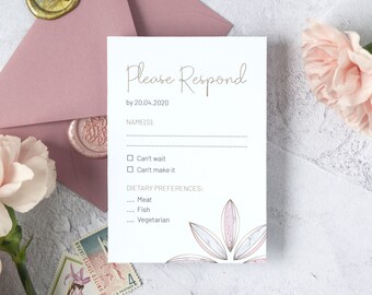 Modern Calligraphy Wedding Invitation Template Light Blue Geometric Wedding Invitation Suite BH19 Faux gold and Marble Wedding Invite