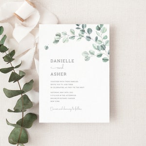 Eucalyptus Wedding Invitation Suite Watercolor Greenery Etsy