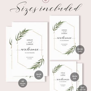 Willow Eucalyptus Wedding Welcome Sign Template, Printable Greenery Wedding Sign, Rustic Boho Ceremony Signage, Instant Download. WE21 image 3