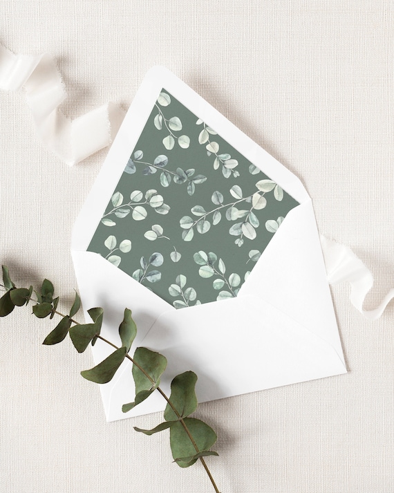PS323-06 A7 Invitation /& A1 Reply Card Envelope Wedding Invitation Envelope Template Eucalyptus Greenery Wedding Envelope