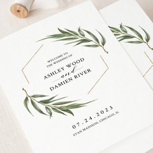 Willow Eucalyptus Wedding Program Template, Greenery Wedding Folded Ceremony Program, Printable Rustic Boho Wedding Program. WE21 image 4