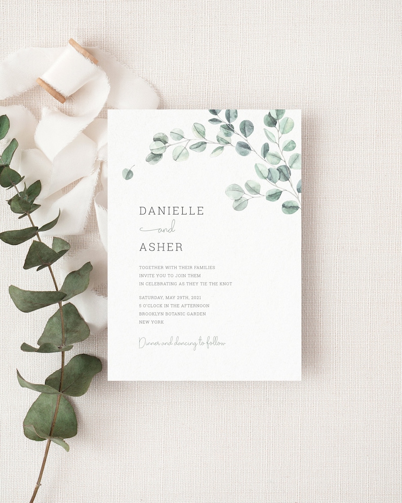 Eucalyptus Wedding Invitation Template Free Eucalyptus Wedding Invitation Template Free