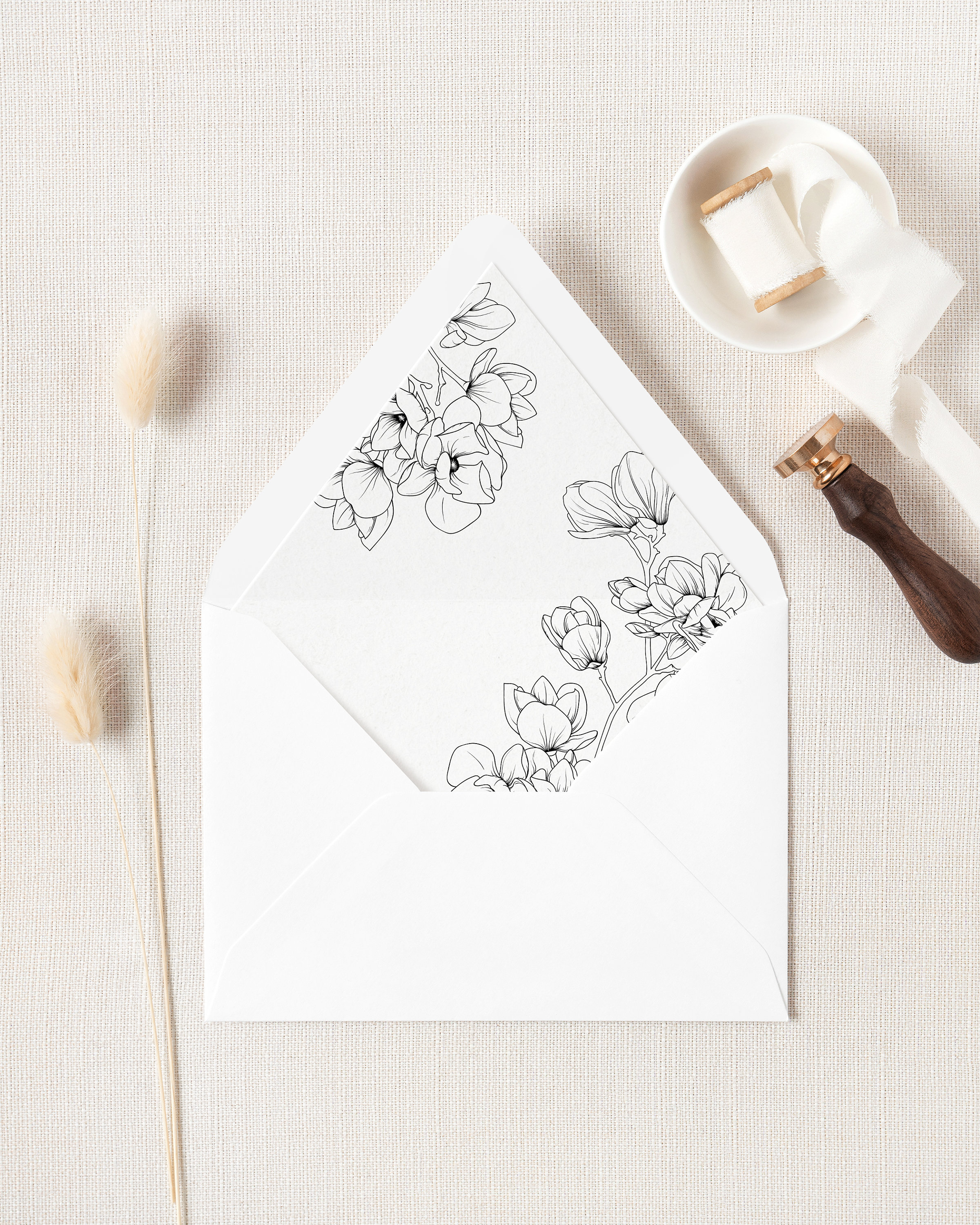 Buy Magnolia Wedding Envelope Liner Template. A7 Black and White Floral  Printable Envelope Liner. Modern Spring Wedding DIY Envelope Liners MG18  Online in India 