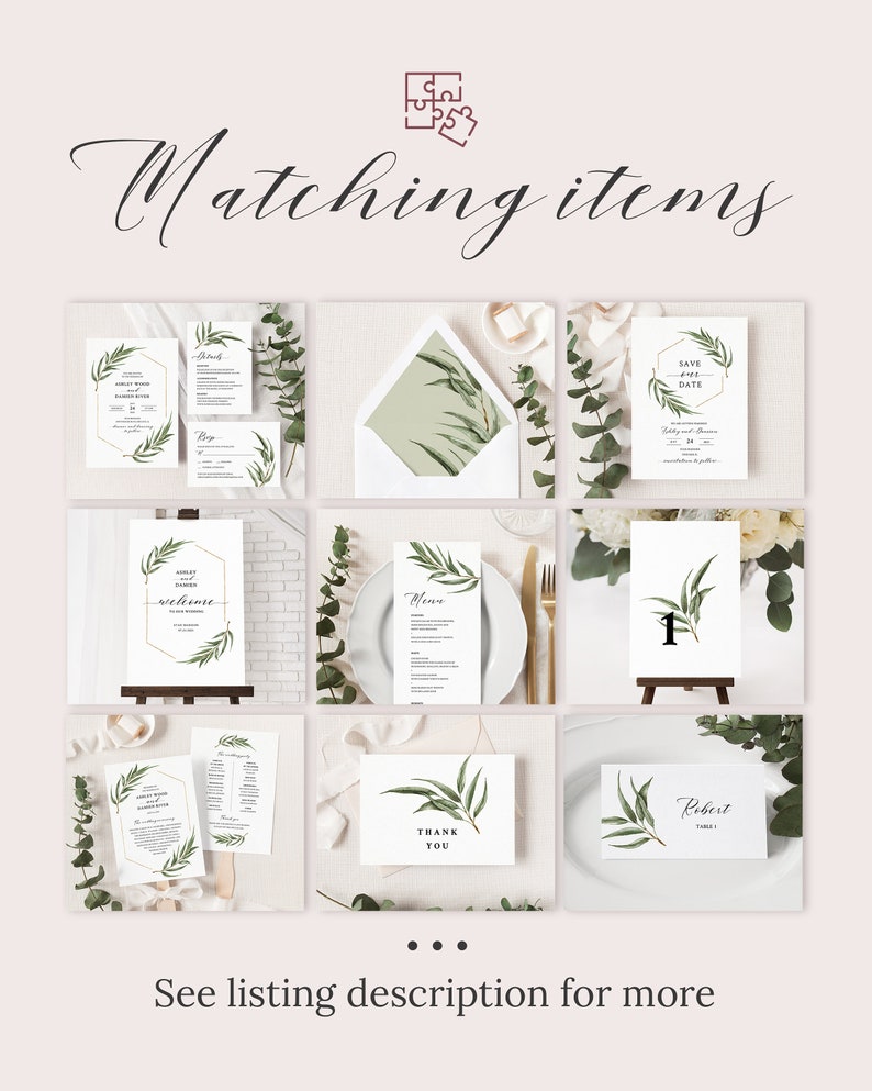 Willow Eucalyptus Wedding Welcome Sign Template, Printable Greenery Wedding Sign, Rustic Boho Ceremony Signage, Instant Download. WE21 image 6