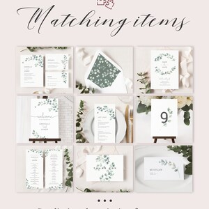 Eucalyptus Wedding Program Template, Watercolor Greenery Wedding Folded Ceremony Program, Sage Green Printable Garden Wedding Program. EL19 image 7