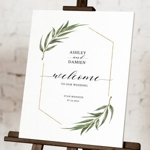 Willow Eucalyptus Wedding Welcome Sign Template, Printable Greenery Wedding Sign, Rustic Boho Ceremony Signage, Instant Download. WE21 image 2