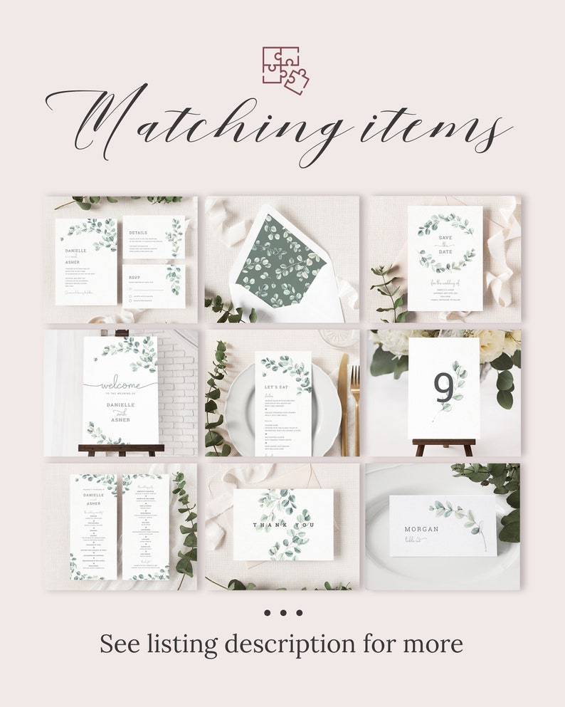 Eucalyptus Wedding Envelope Liner Template. A7 Watercolor Greenery Wedding Envelope Liner. Printable Sage Green Garden Wedding Liner. EL19 image 9