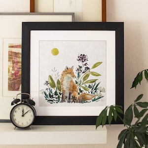 Kunstprint, vos, decoratie, naturalistische kunst, dierenschilderen