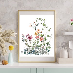 Watercolor Art Print - Cheerful Flowers