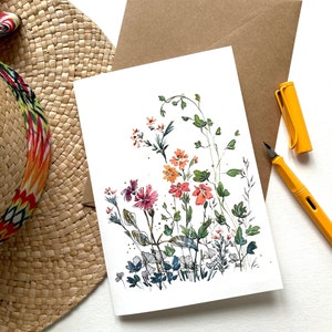 Aquarell Kunstdruck - Fröhliche Blumen