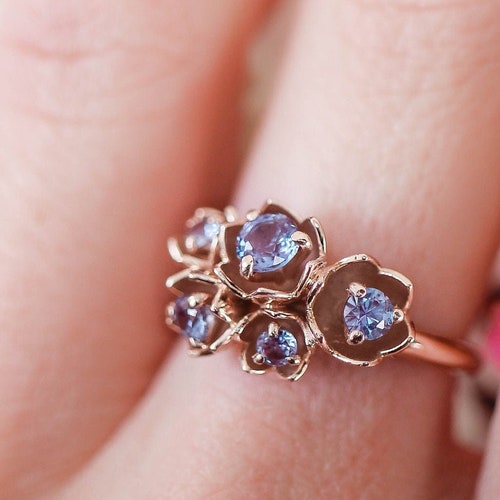 Rose Gold Flower Ring Nature Engagement Ring Lily of the Etsy