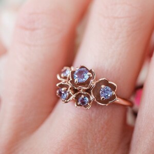 Flower Engagement Ring With Alexandrites Lily of the Valley - Etsy