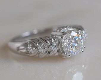 Leafy Lab Grown Diamond Engagement Ring