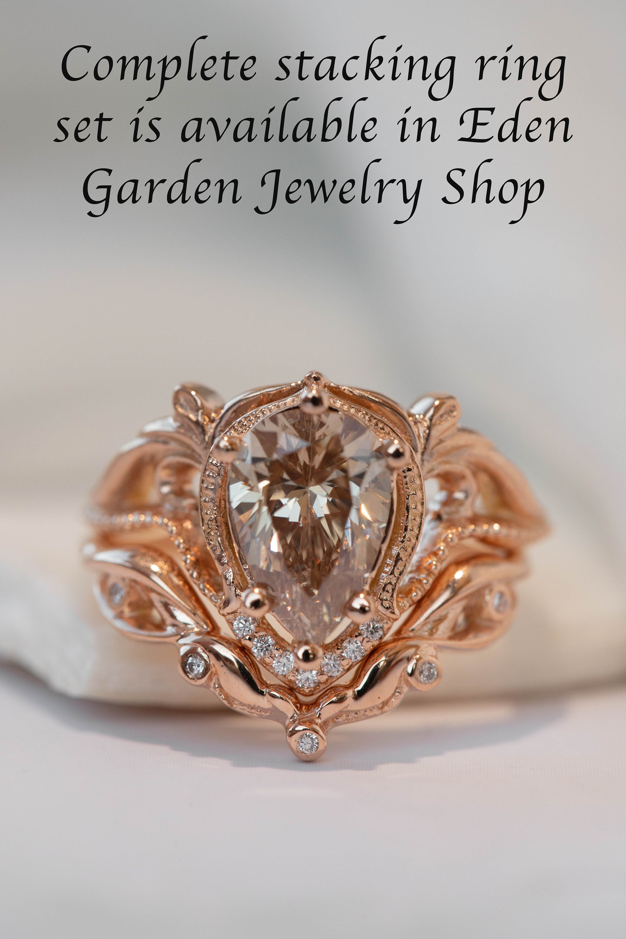 Champagne Diamond Engagement Ring Ornate Baroque Engagement Ring