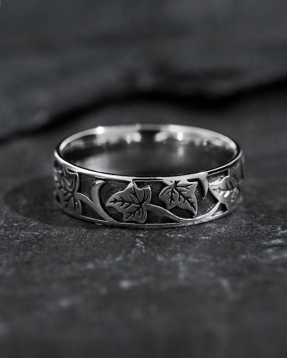 Gold Efeu Blatt Ehering, schwarz Rhodium Ring, Natur Schmuck - Etsy Schweiz