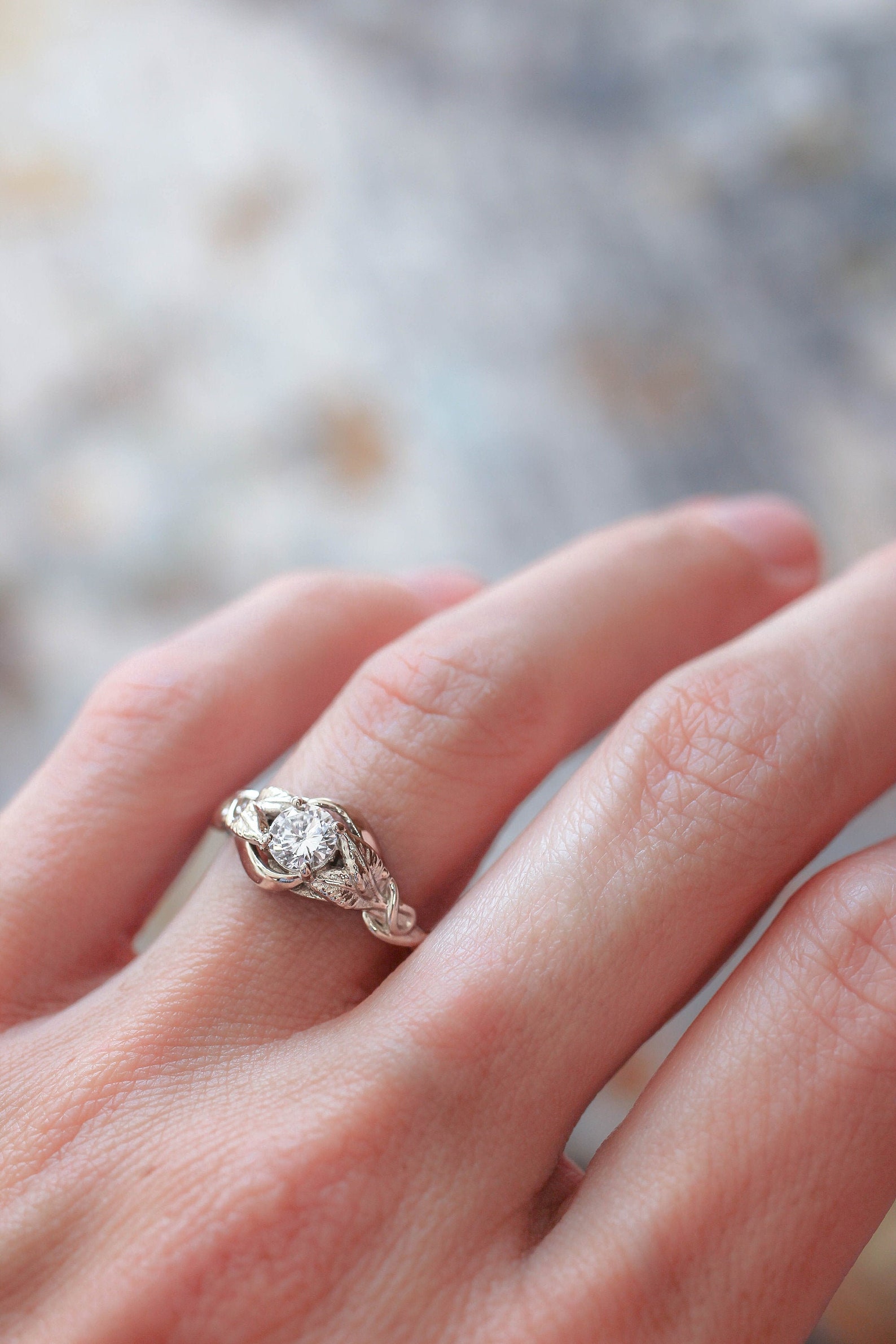 Nature inspired engagement ring moissanite ring synthetic Etsy