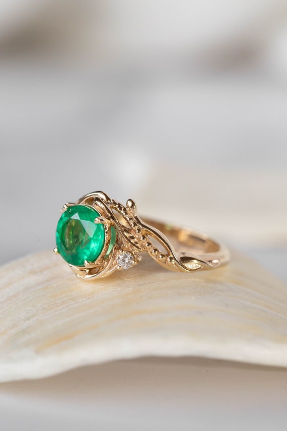 Natural emerald sale engagement rings