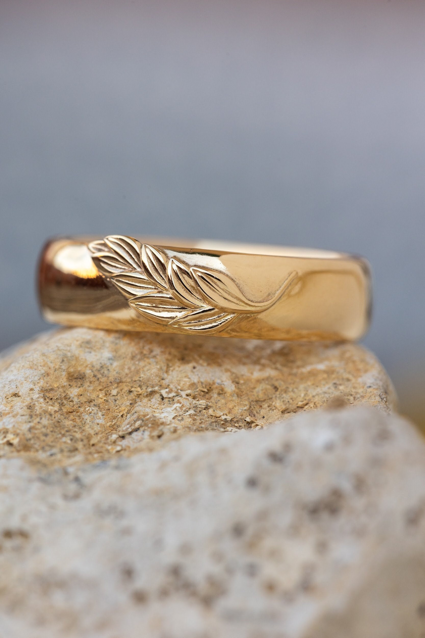 10k Yellow Gold Marijuana Leaf Ring - High Polish Filigree Rope Band, Cannabis Symbol Jewelry - View #2