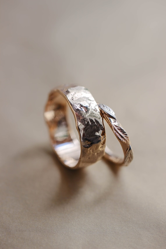 Rustic wedding rings deals