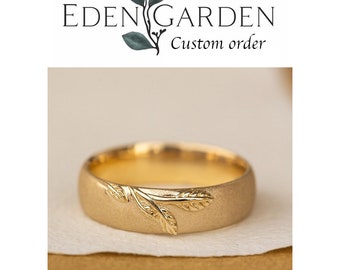 Custom order: Branch Wedding Band in 8 mm width | Sandblast Finish