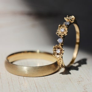 Satin Finish Wedding Band Gold Men s Wedding Band Simple Wedding Ring 