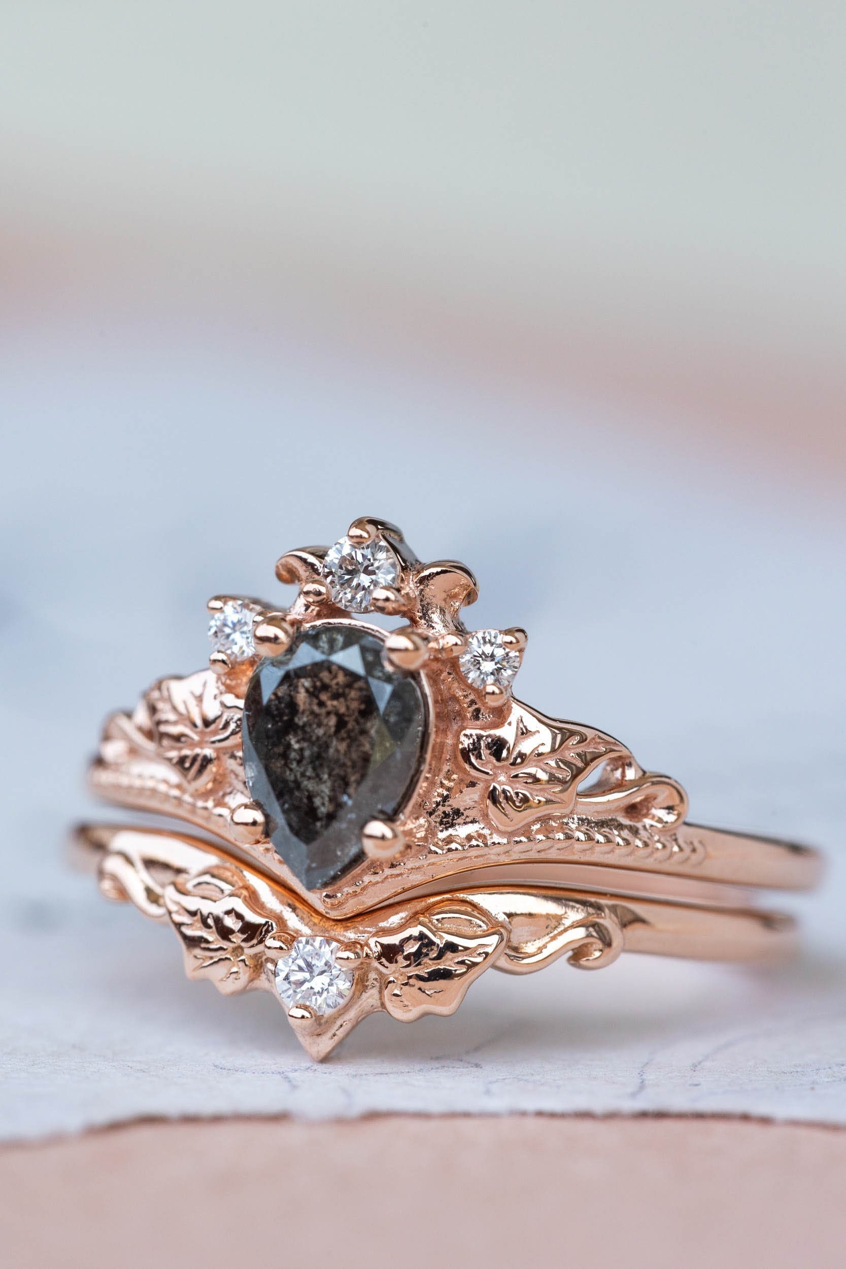 ダイアモンドリング ソルト&ペッパー ソルト＆ペッパーダイヤモンド結婚指輪セット、ネイチャー