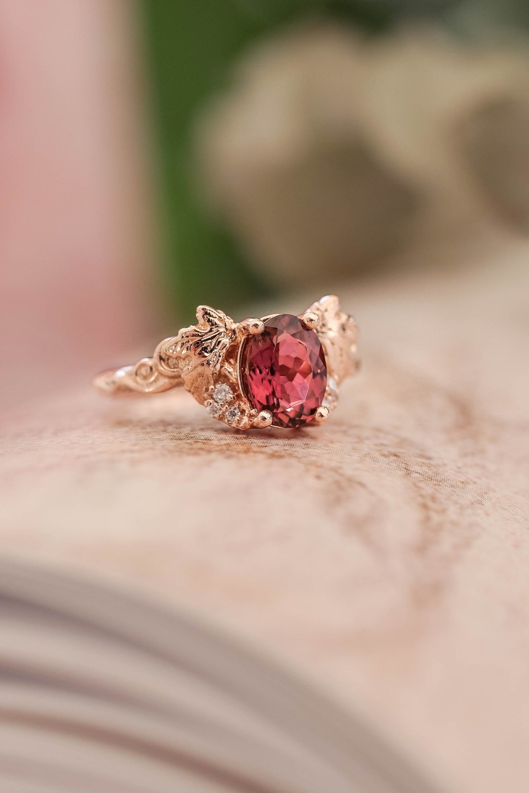 Buy Grapevine Gold Ring With Pink Tourmaline and Diamonds, Rose