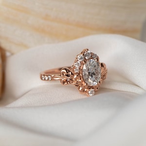 Baroque Inspired Moissanite Engagement Ring With Flourish Scrollwork ...