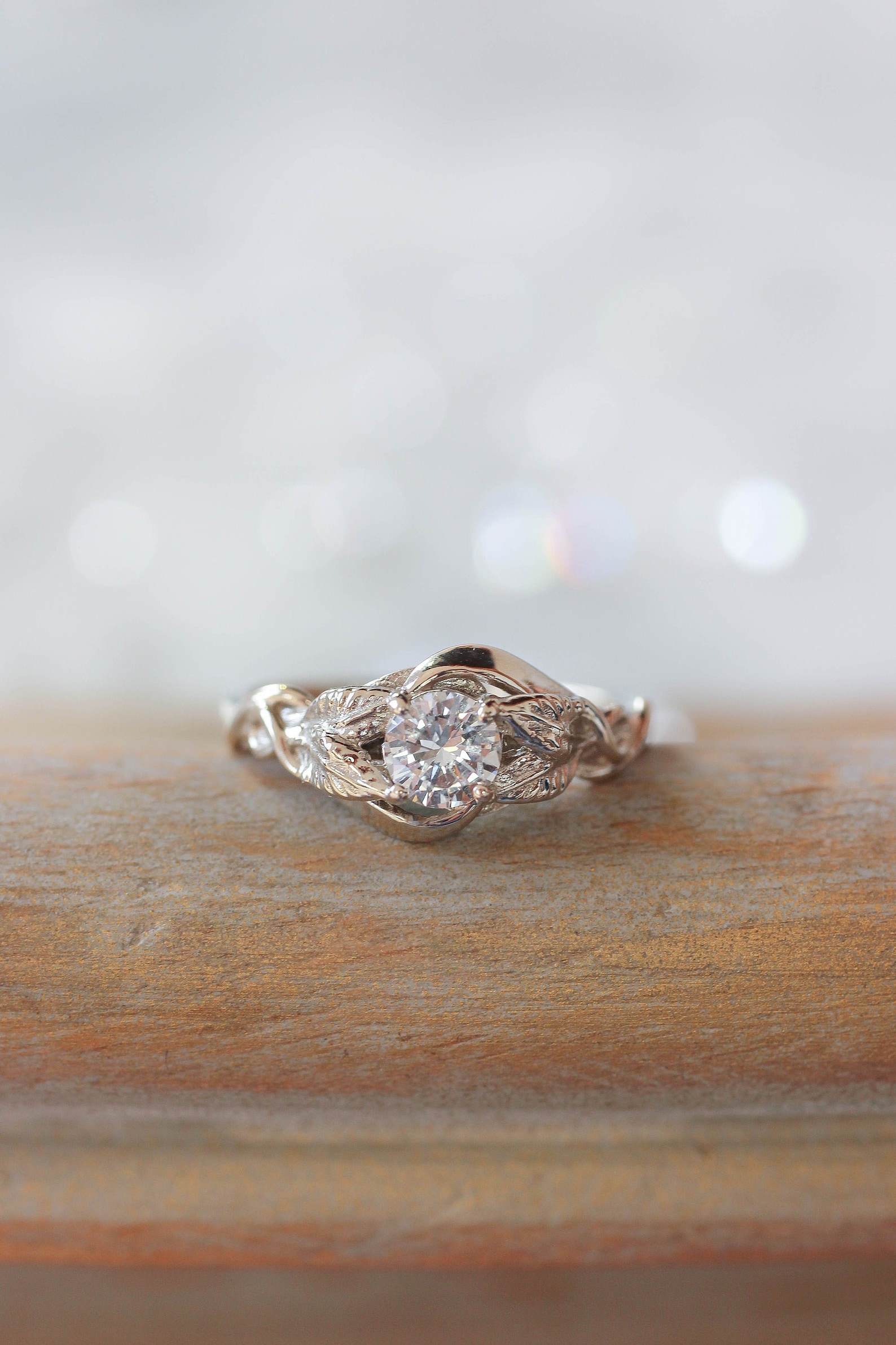 Nature Inspired Engagement Ring Moissanite Ring Synthetic - Etsy