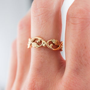 Oak leaves wedding band, gold ring for woman, oak ring, eternity band, leaves ring, woodland ring, nature jewelry, tree ring, unique ring image 9