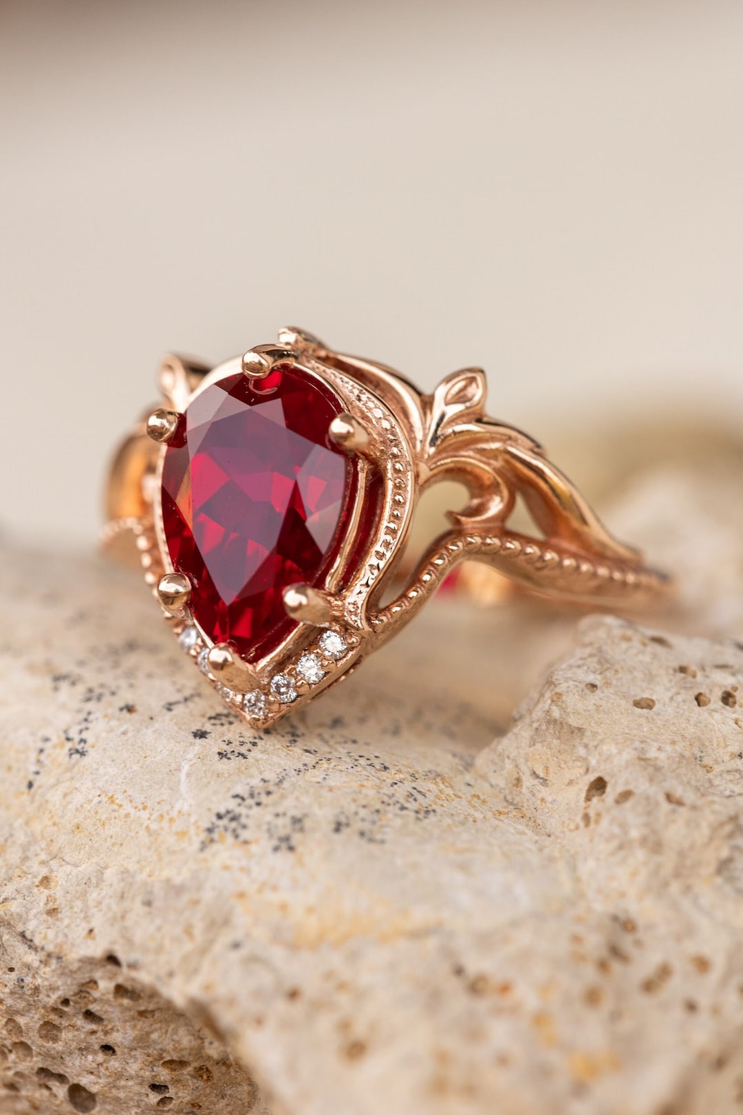 Silver Ring Rose Gold Ruby Engagement Ring Buy Lab Ruby And