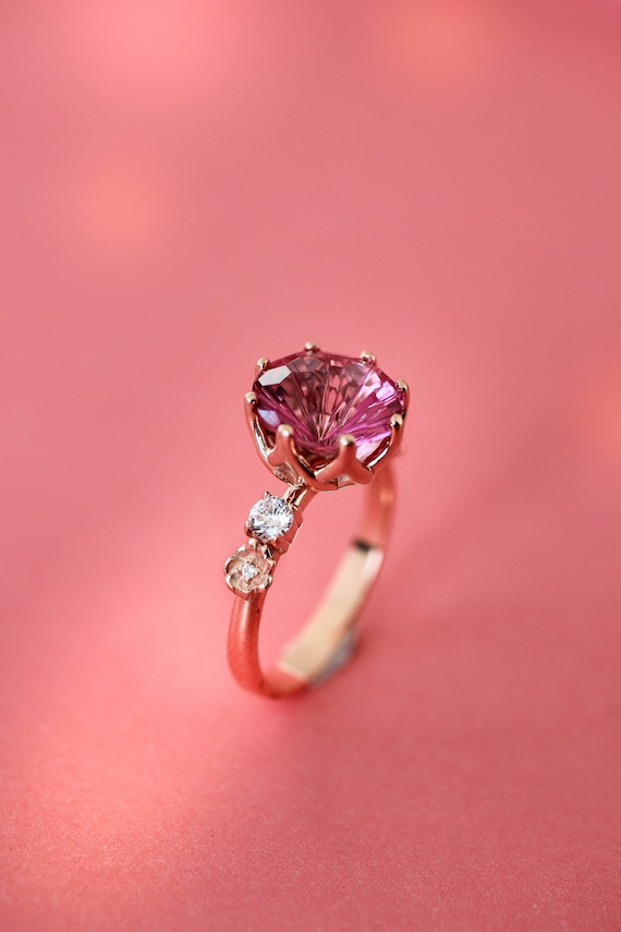 1.50 Carat Natural Pink Topaz with 1.20 Carat Diamond Ring – WORLDJEWELS