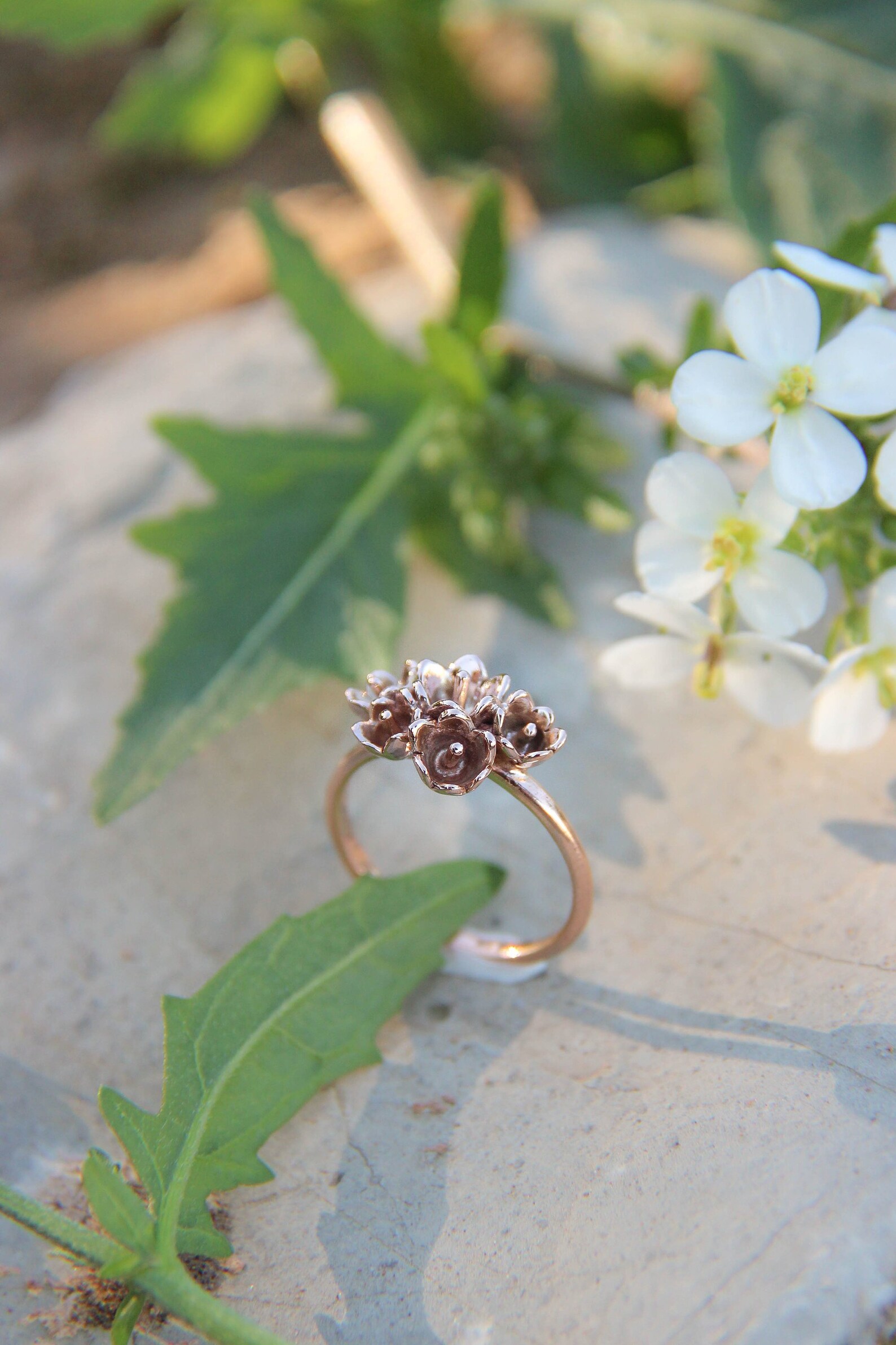 Rose Gold Flower Ring Nature Engagement Ring Lily of the Etsy