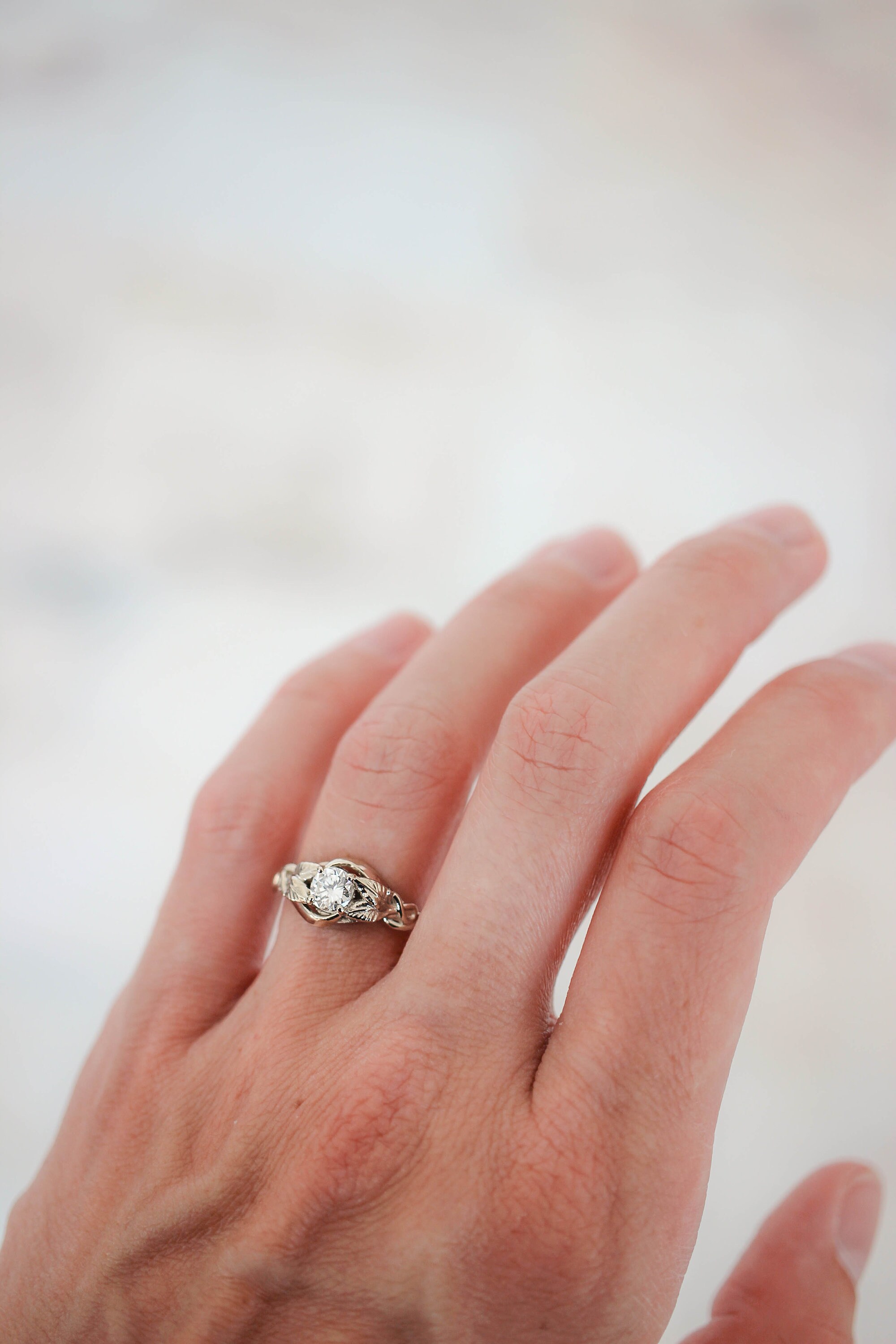 White gold diamond engagement ring certificated diamond ring | Etsy