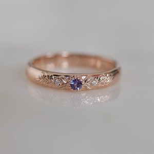 Alexandrite wedding ring, leaves wedding band, wreath ring, unusual wedding, nature wedding band, unusual wedding ring rose gold branch ring