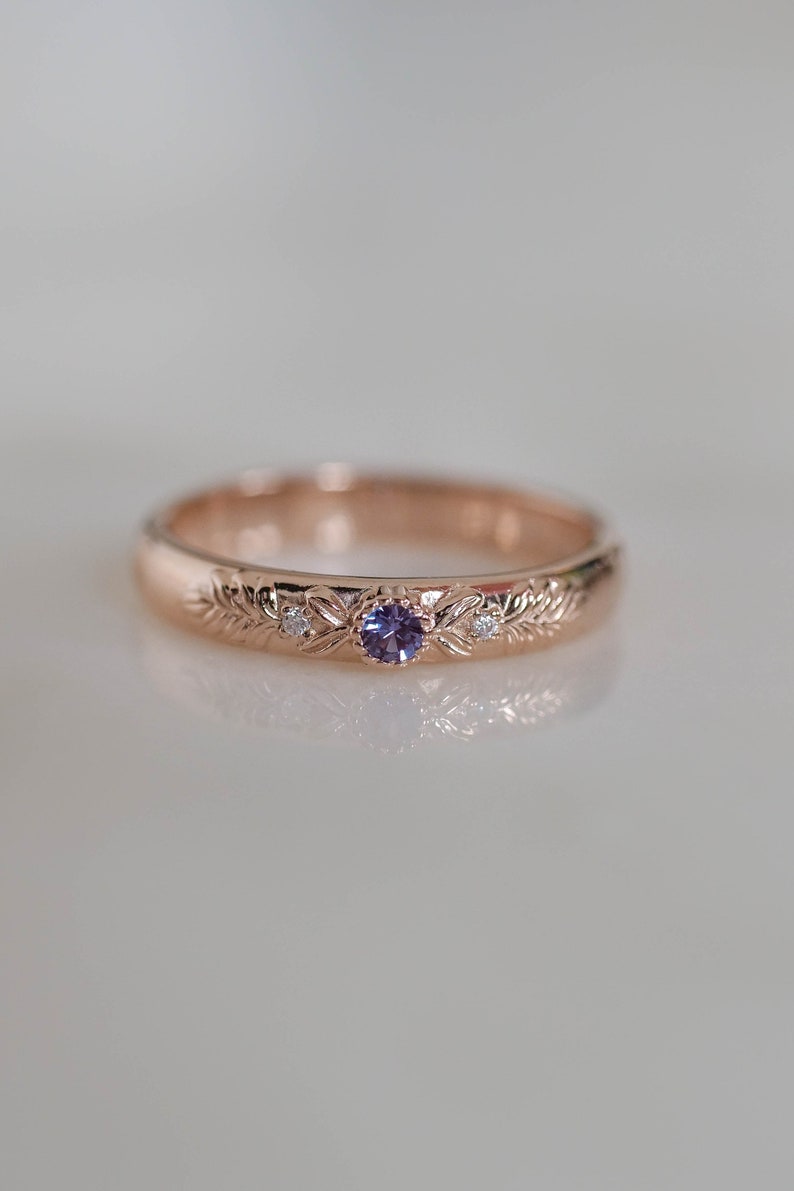 Alexandrite wedding ring, leaves wedding band, wreath ring, unusual wedding, nature wedding band, unusual wedding ring rose gold branch ring